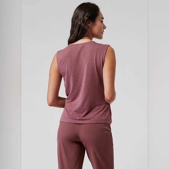 Athleta Breezy Wrap  Tank‎ Top Women’s Size Small Pink Tawny Rose Ruching V-Neck - Picture 5 of 9